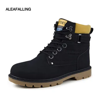 

Aleafalling Classcial Outdoor Men's Shoes Lace Up Relax Male's High Good Boots Street Fashion Trend Ankle Motorcycle Boots O05