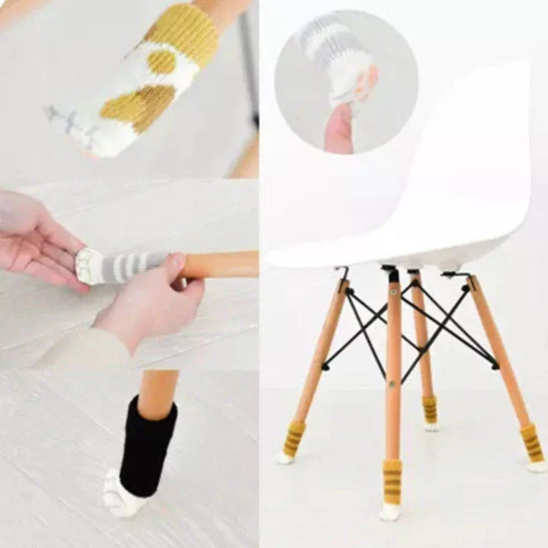 

4Pcs Furniture Chair Leg Cover Pad Anti-slip Floor Knitting Sock Table Feet Mat TB Sale