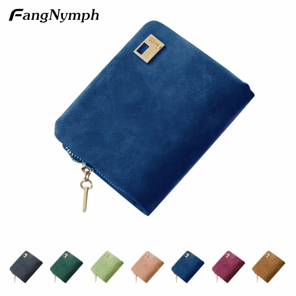 FangNymph одноцветное цвет маленький кошелек на молнии из матовой искусственной кожи для женщин Короткие мини бумажник складной кошелек-клатч