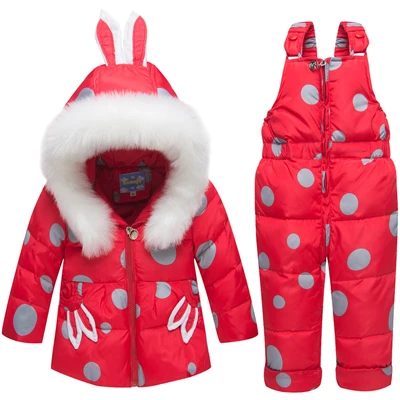 Пуховик для девочек; детский зимний комбинезон; Детские Зимние куртки комплект осенней одежды для детей; Верхняя одежда для девочек; комбинезон; парка; пальто - Цвет: Red