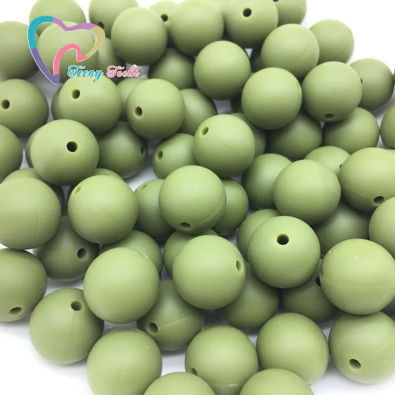 

Teeny Teeth 10 PCS Army Green Silicone Beads Teething Round 9-19 MM Balls Perles Beads DIY Fashion Jewelry Hexagon 14-17 MM
