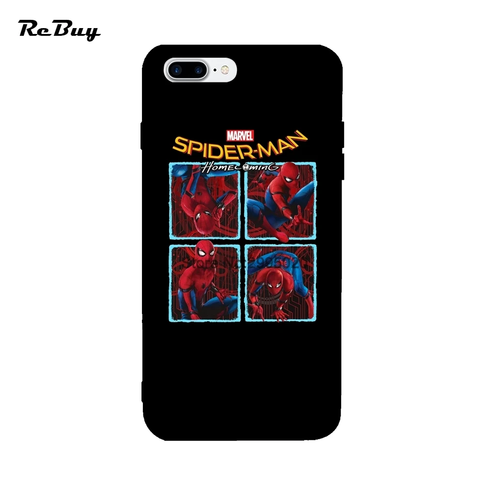 Spiderman Case For iPhone 6 6S Plus 7 7Plus 8 8Plus X Soft TPU Candy Color Back Cover With String Hole |