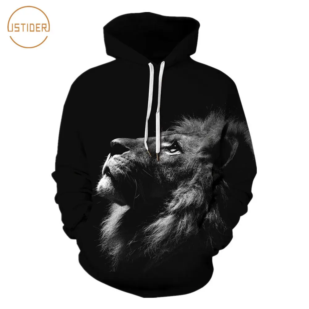 ISTider Hip Hop Mens Hoodies Casual Long Sleeve Tracksuits 3D Lion Printed Cool Black Pullover Hoody Sweatshirts MenWomen Tops ISTider Hip Hop Mens Hoodies Casual Long Sleeve Tracksuits 3D Lion Printed Cool Black Pullover Hoody Sweatshirts MenWomen Tops