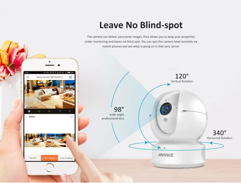 ANNKE 1080P Домашняя безопасность IP PT камера Wi-Fi беспроводная мини Сетевая камера наблюдения ночное видение вращающаяся камера детский монитор