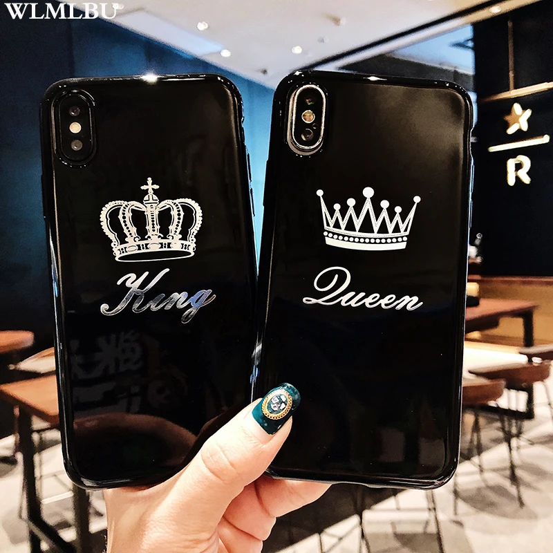 Глянцевый чехол с короной для iPhone 8 Plus X XR XS MAX милый мягкий из ТПУ 6S 6 7 черный |