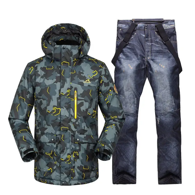 

Cheap Camouflage Men Snow Clothes outdoor sports ski suit sets snowboarding Skiing waterproof windproof thermal jacket+ Bib pant