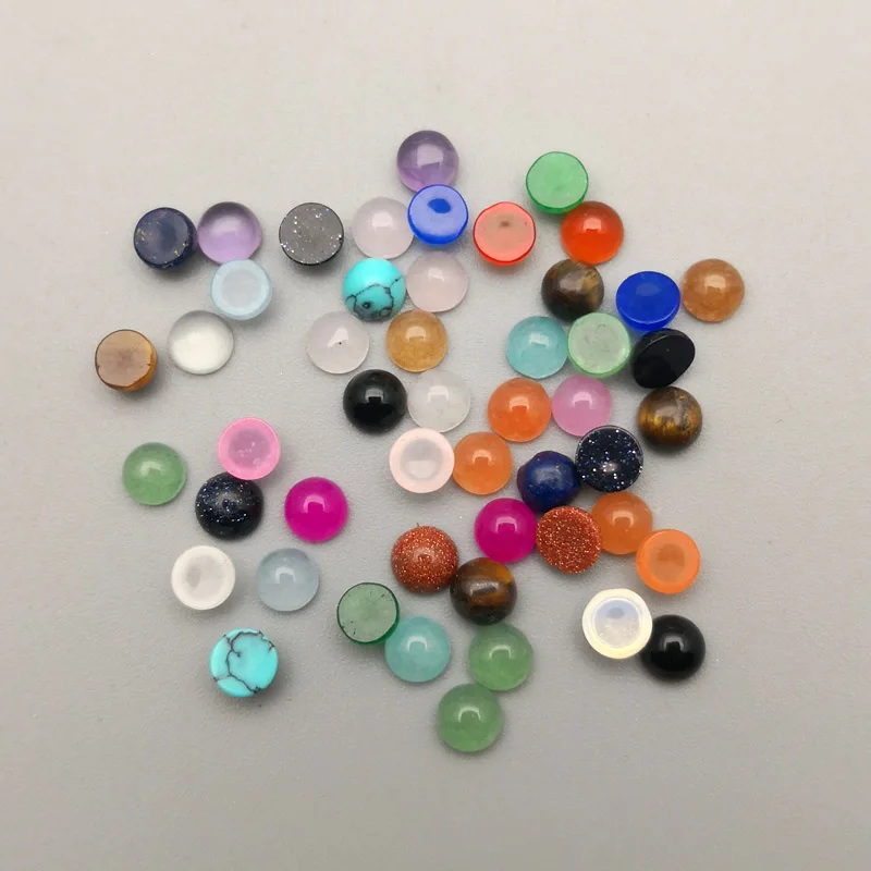 

Natural Assorted stone beads Fashion 4mm Single arc CAB Cabochon no hole charms for jewelry accsories 50pcs/lot Free shipping