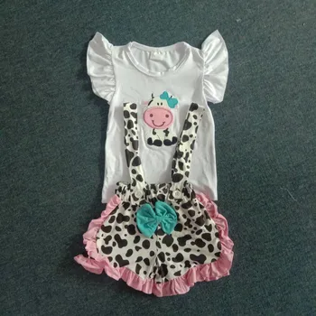 

fancy short sleeve farm baby girl pearl suit kids wearing clothing