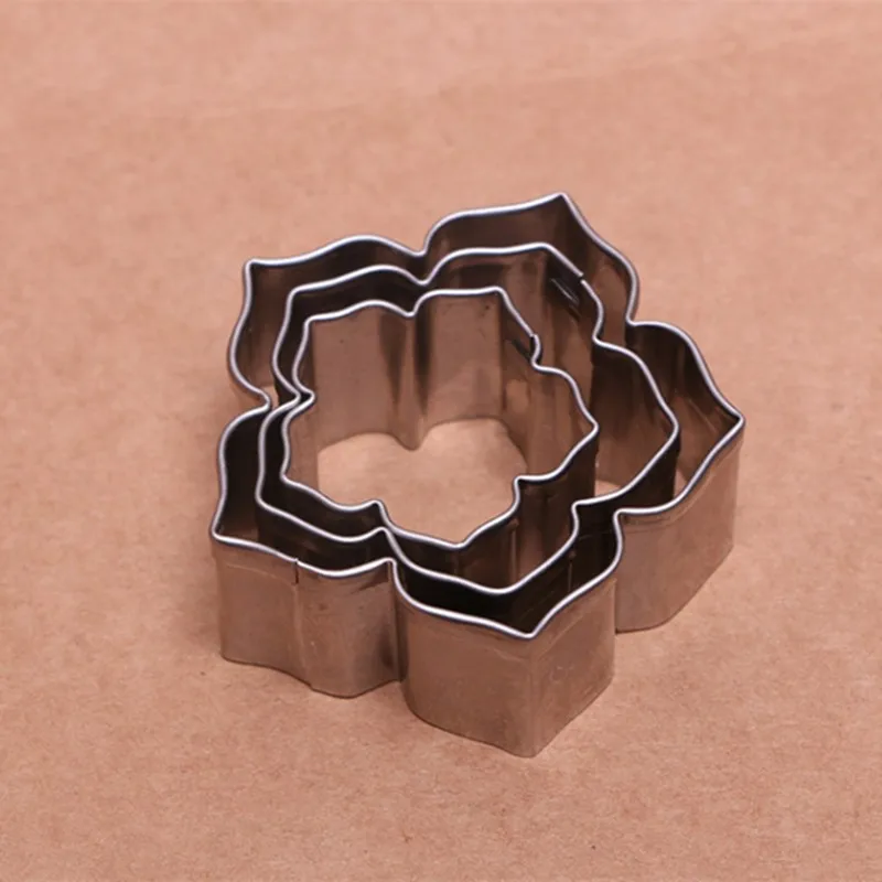 3pcs Lot Lotus Shape Stainless Steel Cookie Cutter Cake