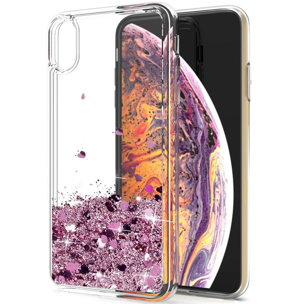 Жесткий прозрачный чехол накладка с блестками и звездами для iPhone XS MAX (6 5