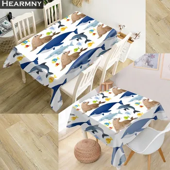 

Custom Simple European Cartoon Animals Pattern Tablecloth Kitchen Dining Table Decorations Home Rectangular Party Table Covers