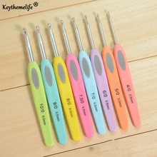 8 יח'\סט מעורב צבע פלסטיק ידית מתכת וו סרוגה תבנית TPR אלומיניום ציוד סריגת DIY מלאכות B(China)