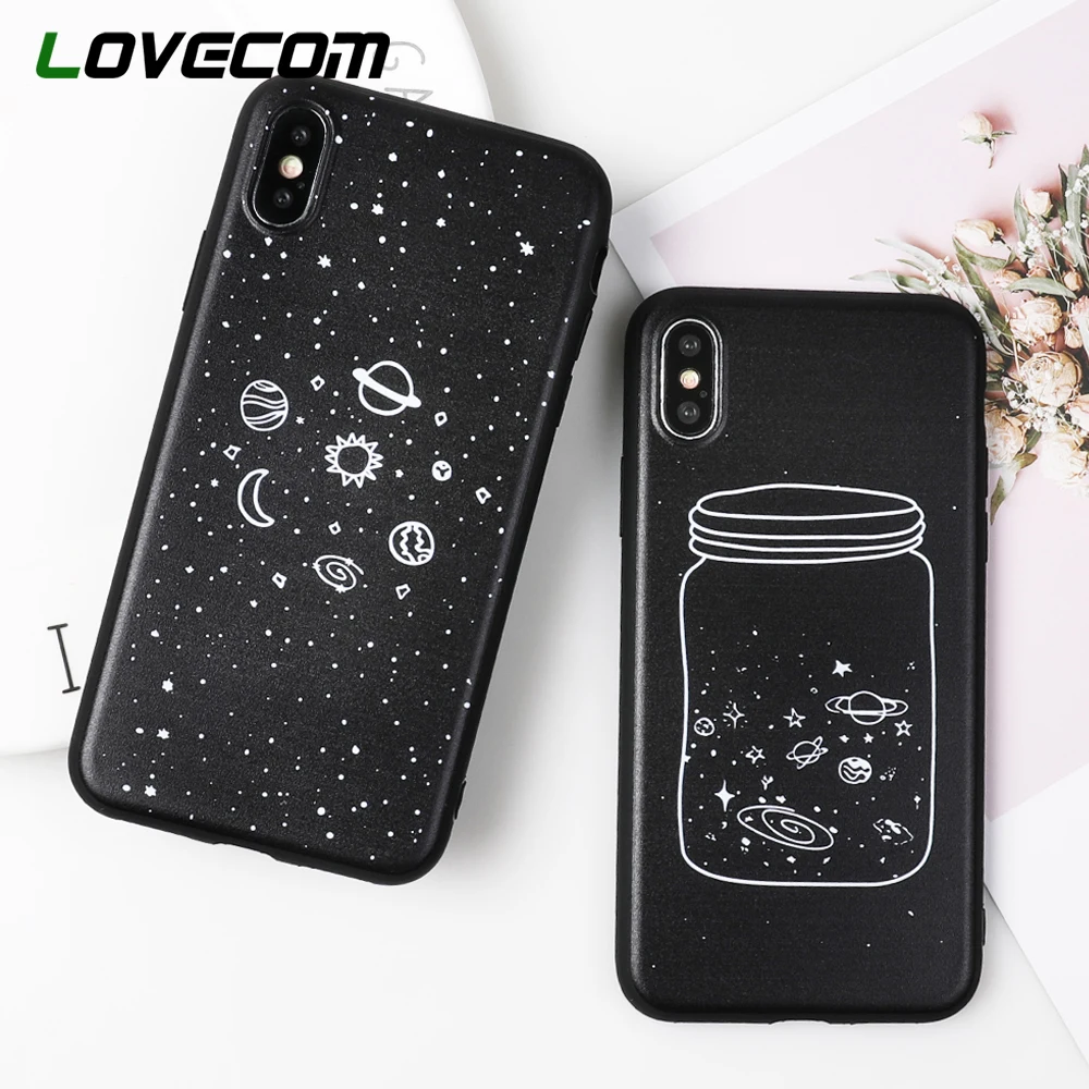 

LOVECOM Phone Case For iPhone 6 6S 7 8 Plus X Retro Planets & Wishing Bottle Candy Soft TPU Phone Back Cover Cases Coque Gift