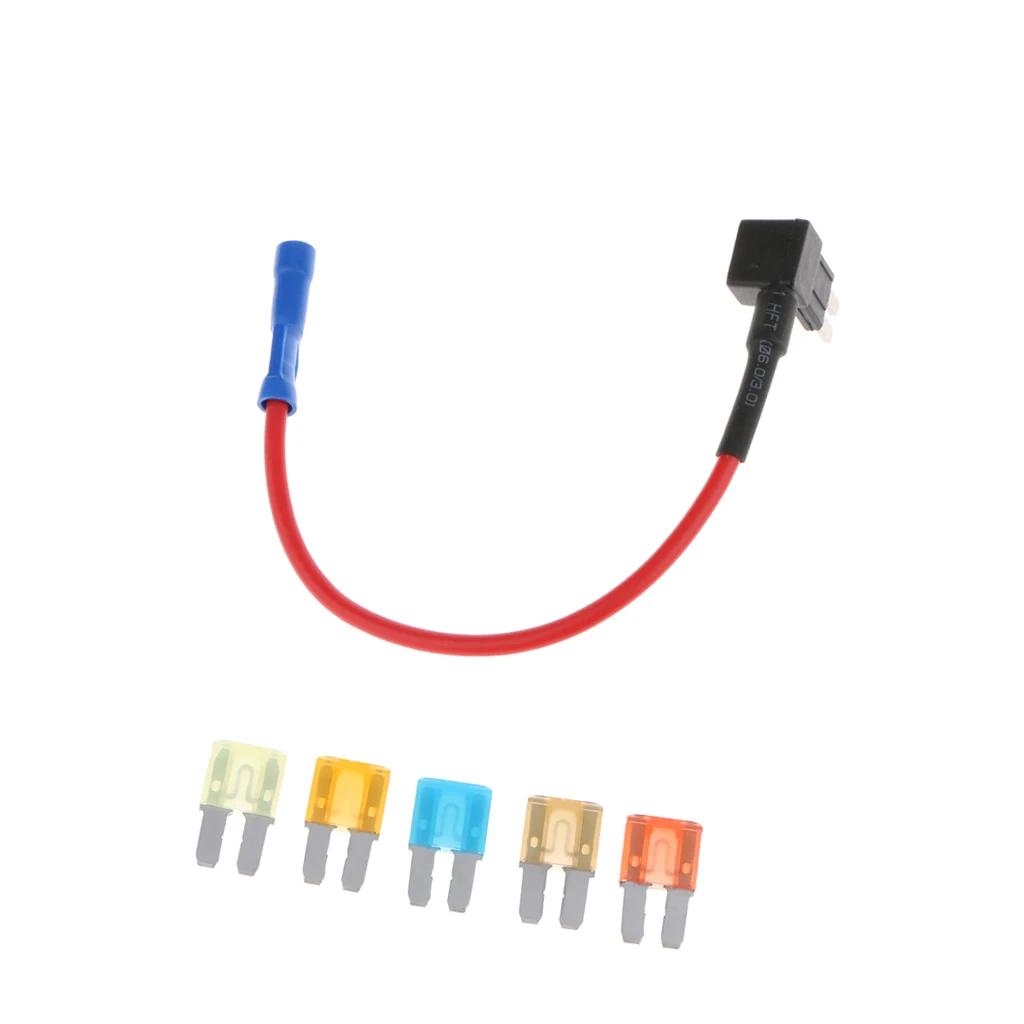 5 Pieces 5A 7.5A 10A 15A 20A Fuse with Add-A-Circuit Fuse TAP Block Holder Mini Add-A-Circuit Fuse Holder