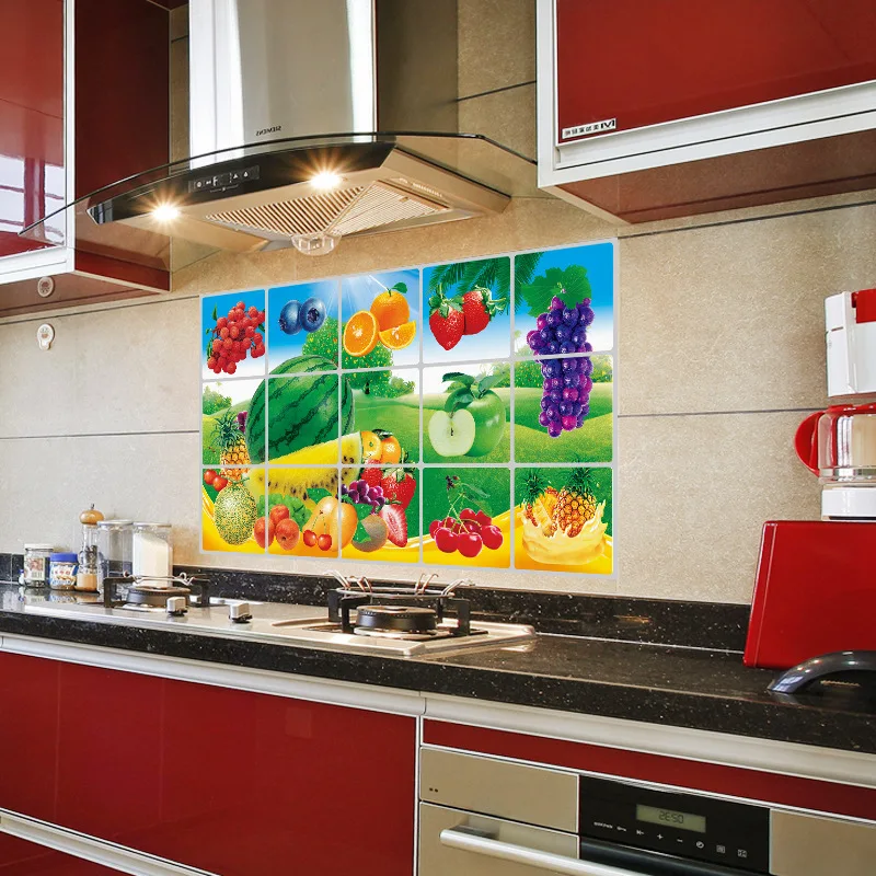 Фрукты и овощи водонепроницаемый стикер стены винил ПВХ самоклеющиеся анти масла кухня обои термостойкость DIY домашний декор