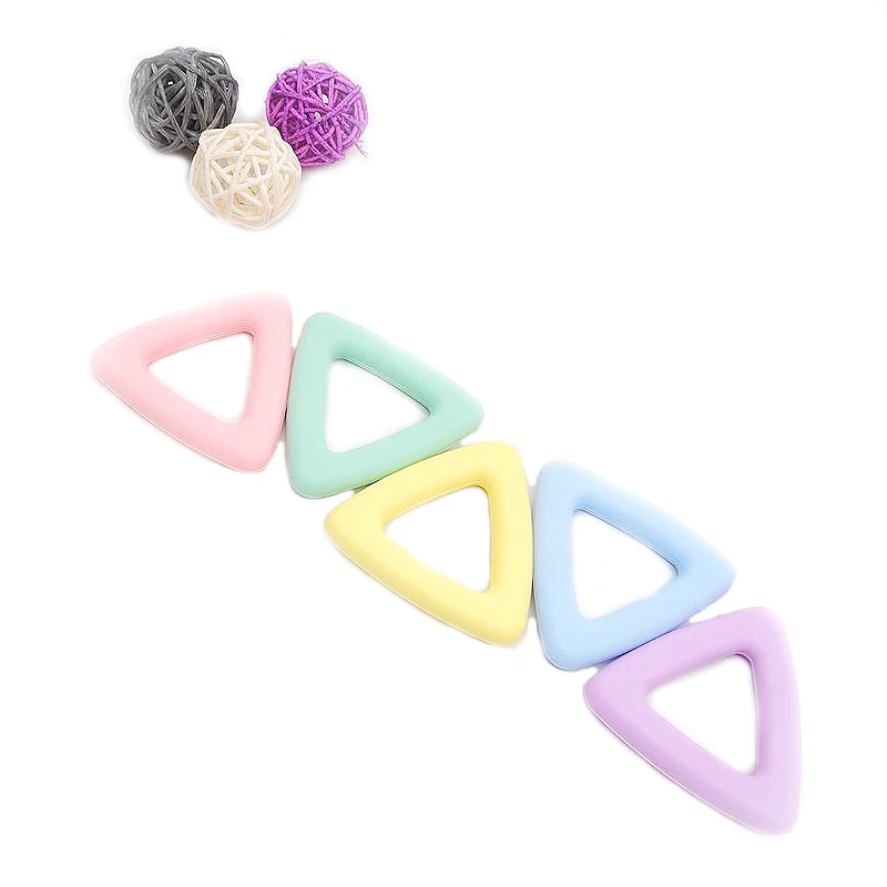 

Chenkai 10PCS Silicone Triangle Teether Geometric Pacifier Dummy Teething For DIY Infant Smoothing Sensory Bite Toy Accessories