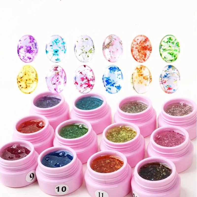 

Newest 3D DIY Dried Flowers Nail Gel Polish Nail Art Natural Fairies Uv Gel Varnish Decoration Gel Glue