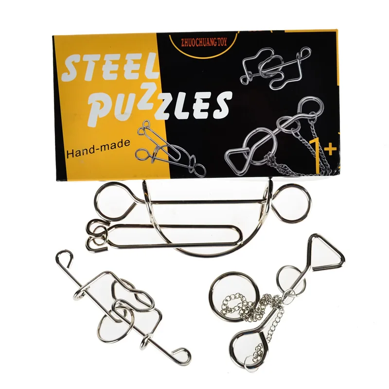Steel Metal Ring Puzzle IQ Test Toy Ring solution ...