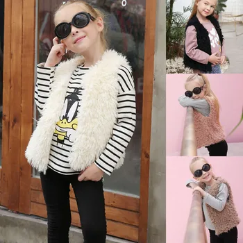 

T0823 fashion Autumn Girl Clothes children Imitation Fur Vest all-match Villi Jacket Winter Girl Vest