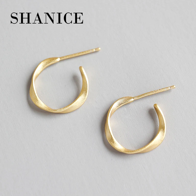 SHANICE, Настоящее серебро 925 пробы, Mobius, круговой поворот, простые маленькие серьги-гвоздики для женщин, ювелирные изделия из стерлингового серебра