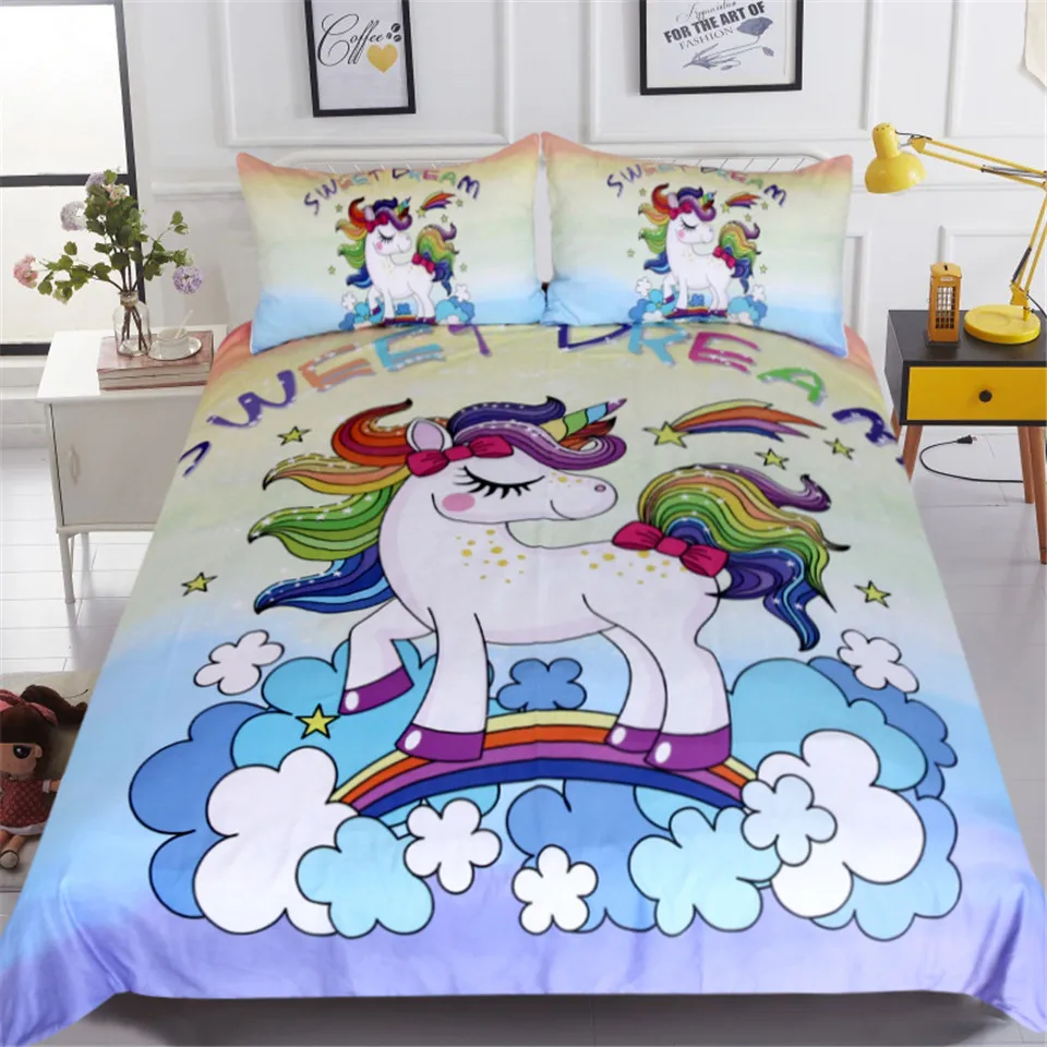 single bed unicorn quilt cover