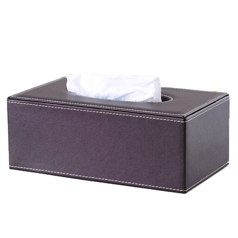 Removable Tissue Storage Organizer Holder Durable PU Leather Household