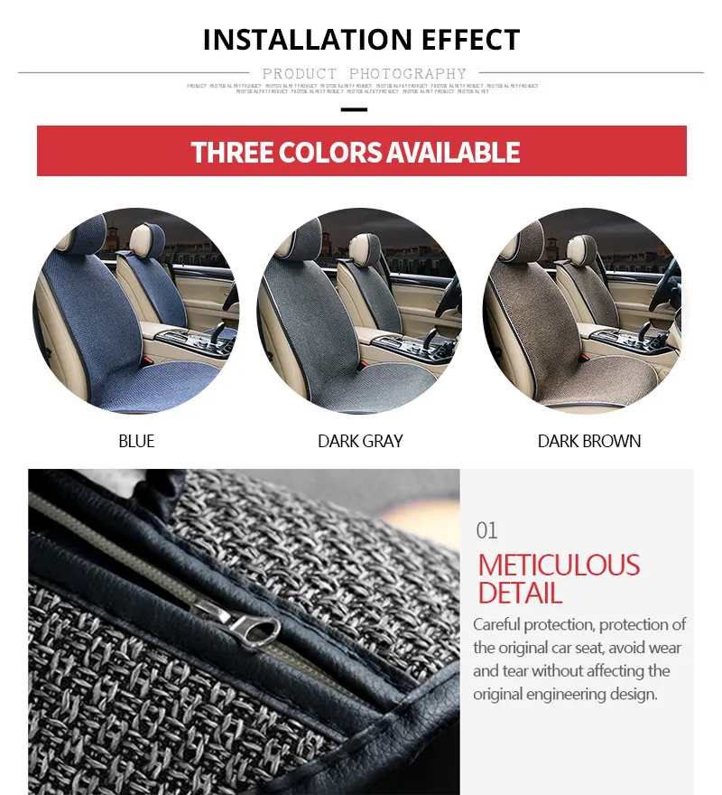 Car Seat Cover Linen Seats Cushion Summer Breathable Mesh Front Chair Protector Cape Mat Pad Universal Auto Interior Accessories (3)