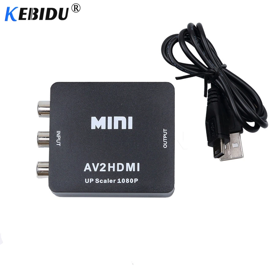 Kebidu Mini AV2HDMI Audio Converter HD 1080P RCA AV Male TO HDMI-compatible Female Converter Adapter Mini Composite CVBS Adapter