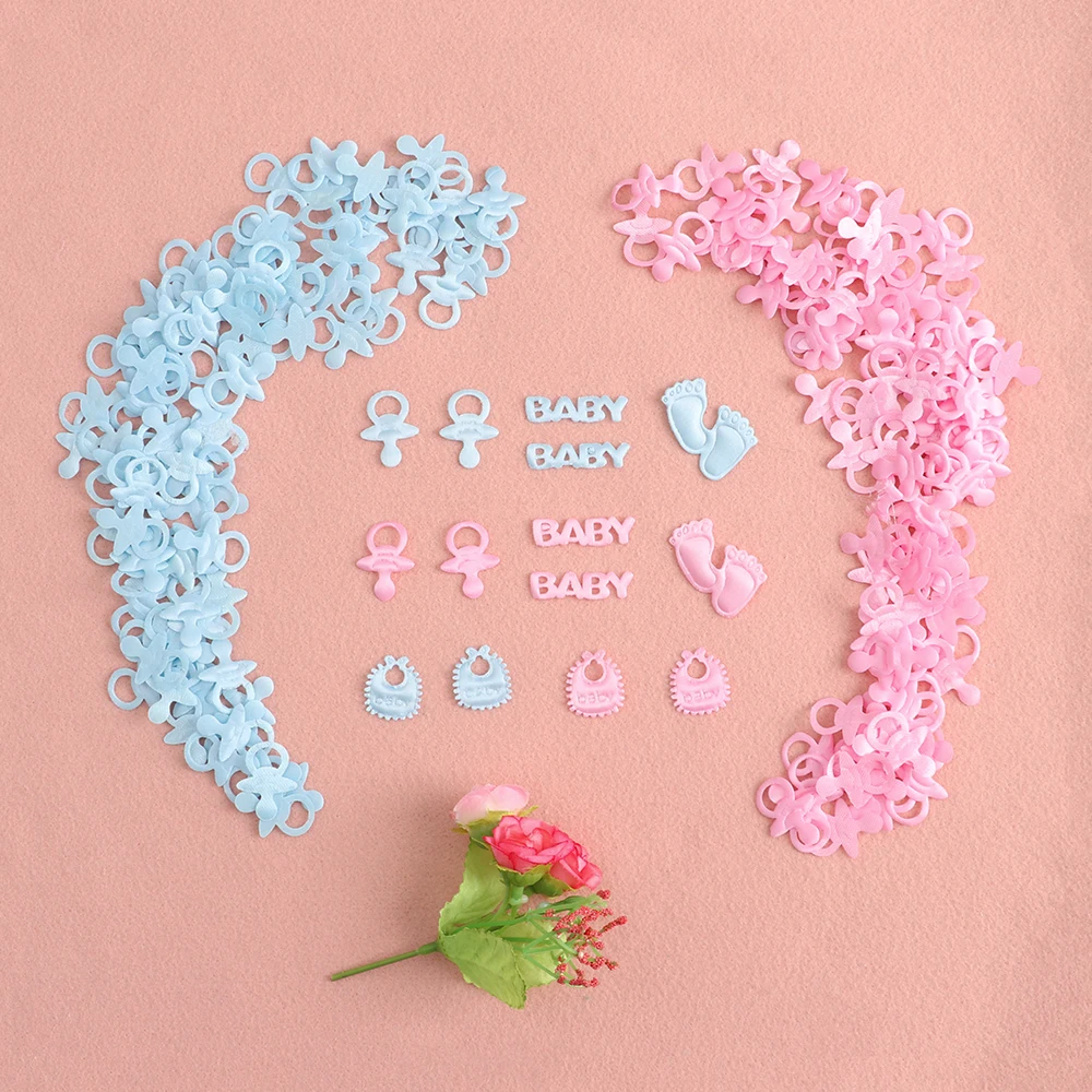 

100pcs/pack Baby Shower Confetti Table Birthday Sprinkles Party Footprint, Pacifier, Baby, Bib Style Boy Girl Baby Shower Decor