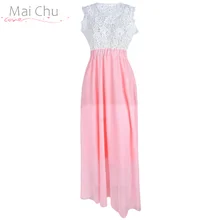 Lace Stitching Chiffon Maxi Dress Elegant Dress Chiffon Romantic Pleated Mesh Gauze Stitching Dress Sleeveless Dress Lace Stitching Chiffon Maxi Dress Elegant Dress Chiffon Romantic Pleated Mesh Gauze Stitching Dress Sleeveless Dress