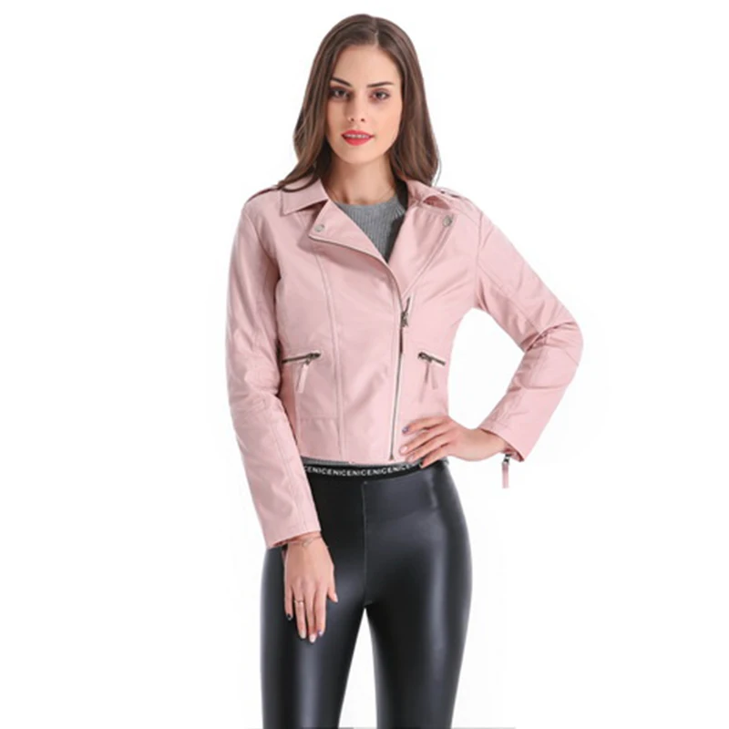 Lusumily плюс размер 3XL 4XL кожаная куртка для женщин Короткие PU искусственная Женская