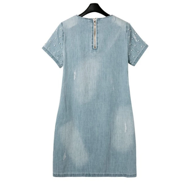 Wonder Beauty Plus Size 6XL Women Denim Sundress Casual Vestido De Festa Curto Summer Jeans Feminino Beaded Party Tunic Dress (3)