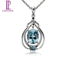 Натуральный драгоценный камень Аквамарин золотой кулон с алмазом Твердый 18 К белый 750 Тонкий Модный камень ювелирные изделия для женщин подарок Lohaspie