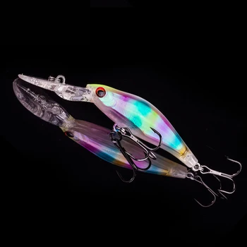 

1PCS 9cm 7.3g Hard Bait Laser Luminous Minnow Fishing lures Bass Fresh Salt water 8# hook Pesca