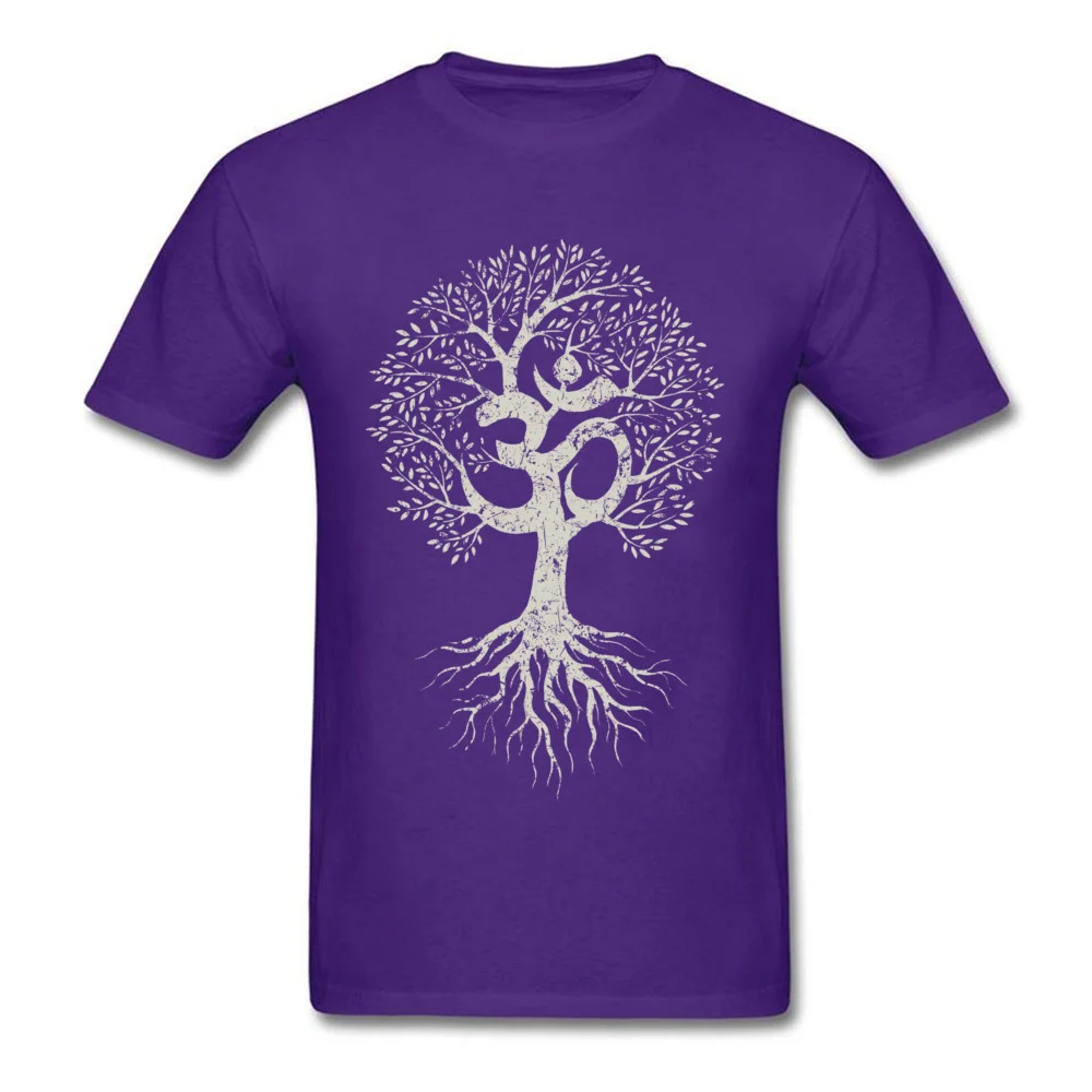 Custom Short Sleeve Tops T Shirt April FOOL DAY O-Neck Cotton Fabric Youth T Shirts Europe Custom Tee Shirt Fitted Vintage Yoga Tree of Life On Dark purple