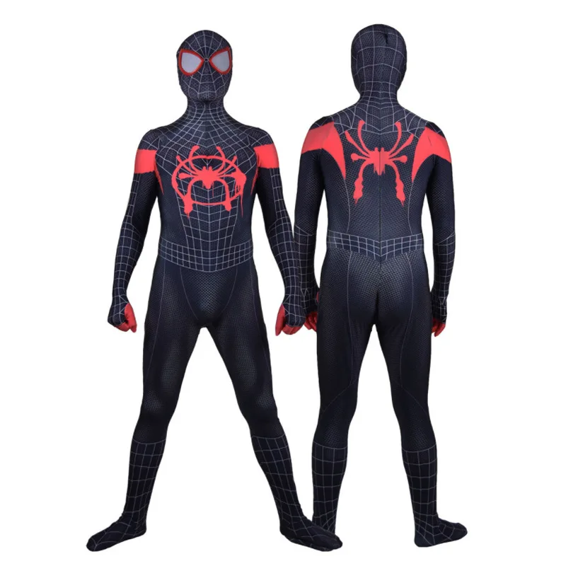 Взрослые мужчины дети Человек-паук в Spider-Verse Miles Morales косплей костюм 3D принт Zentai костюм Спайдермен комбинезоны