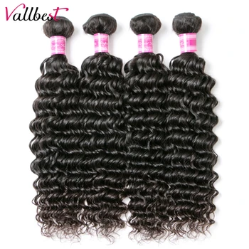 

Vallbest Big Brazilian Deep Wave Human Hair 3 Bundles/lot 300g Weave Extensions Natural Black #1B Color Remy Hair 3 Pieces