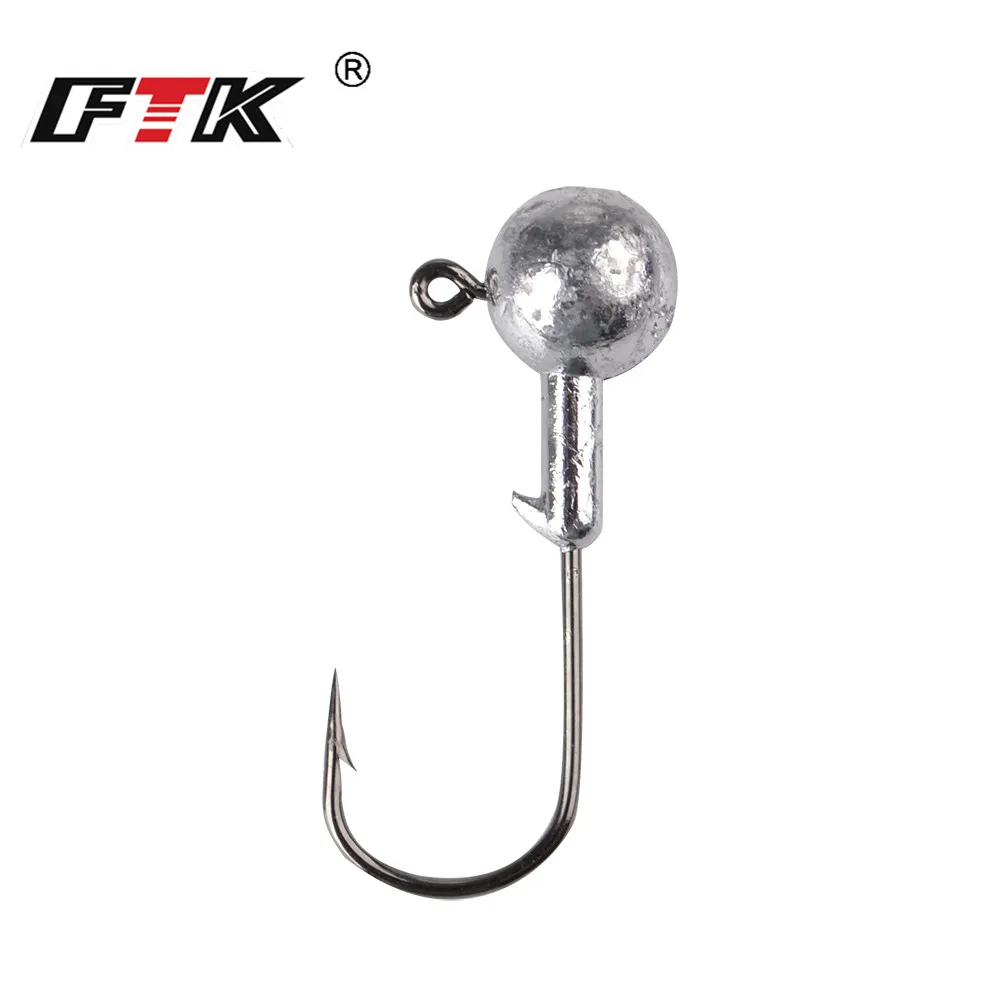 Fishing lure FTK jig head fishing hook for soft shad lure 1.0g/1.5g/2.5g/3.5g/5g/7g/10g/14g/20g strong jigging bait lead lure