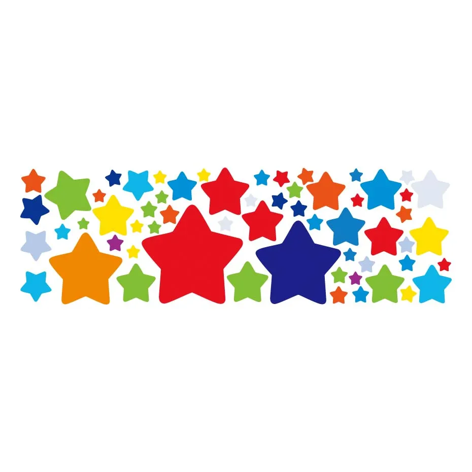 60PCS Rainbow color Big & Small Stars Room Decor Wall Decals Stickers Children Nursery Kids Bedroom Living Room Mural Wall Art