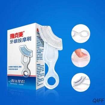 

Soft Medical Silicone Adults Gum Massager Brush Toothbrush Relieve Gingival Atrophy Clear Denture Oral Care Mouth Cleaning Tool