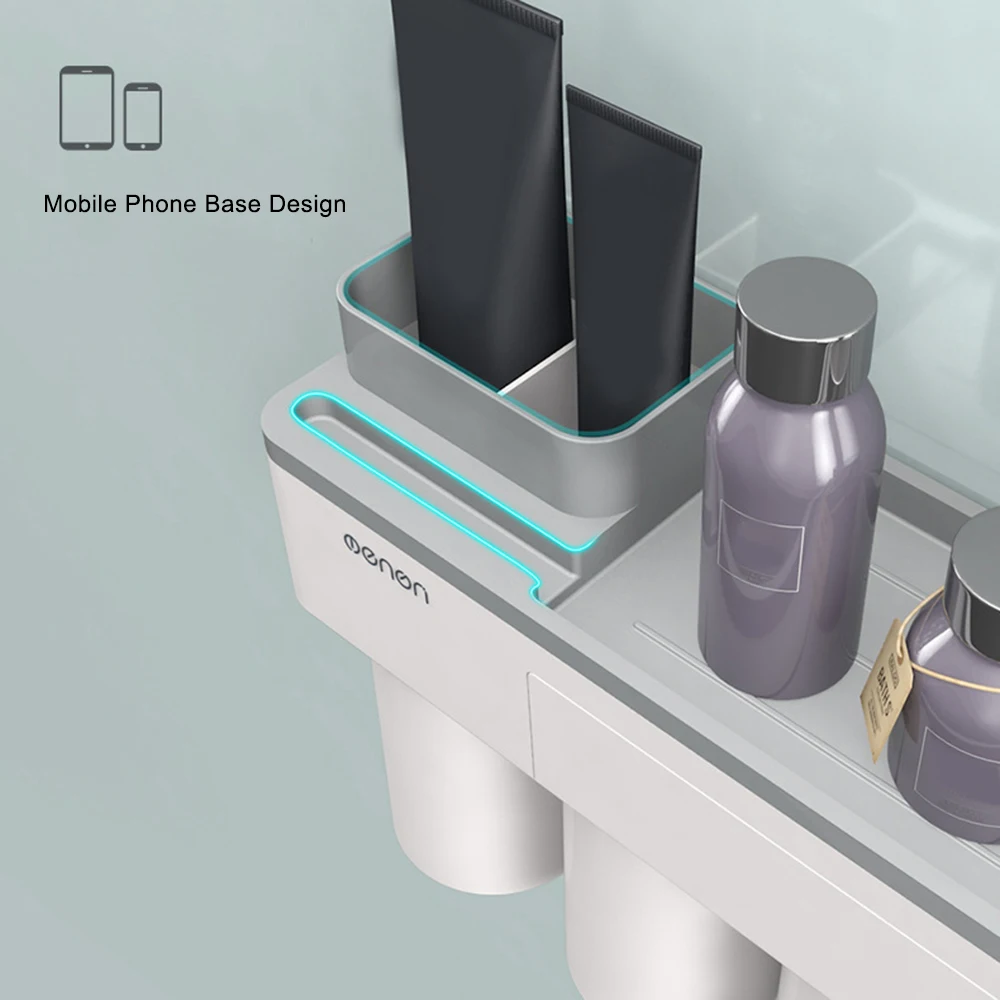 Настенный держатель для зубных щеток ECOCO, стойка для хранения в ванной, многофункциональный органайзер для ванной комнаты с держателем для телефона, две/три чашки