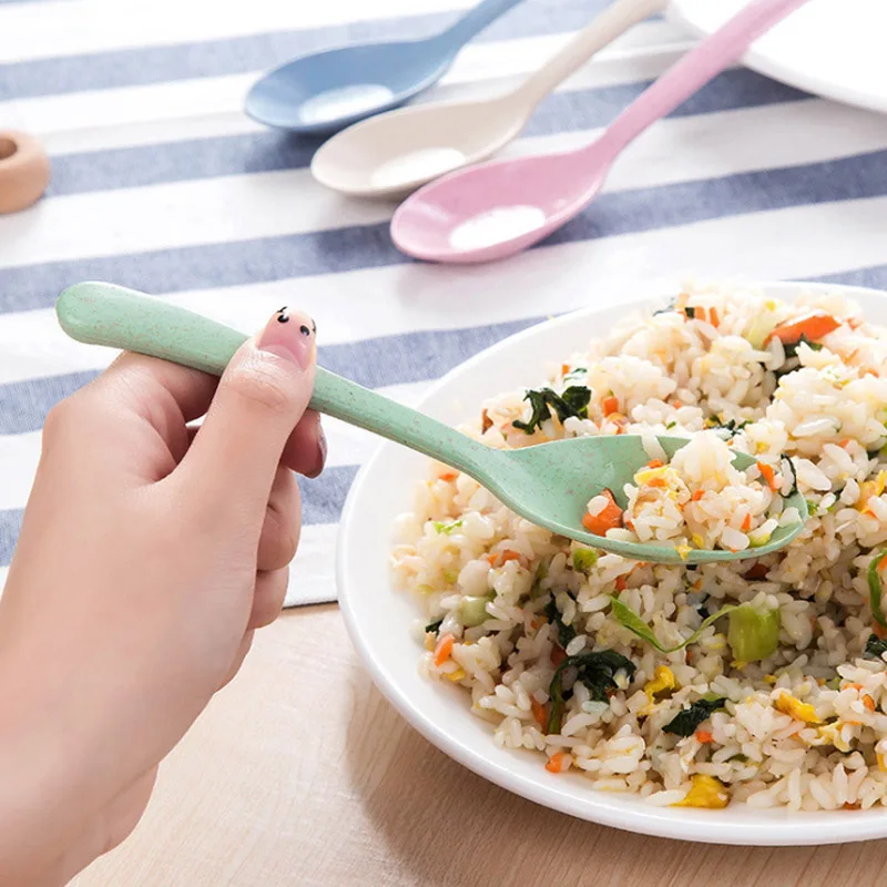 

2018 New Home Supplies High Quality tableware Portable Spoon Restaurant Popular wheat straw Eco friendly 1PC Kitchen Accessories