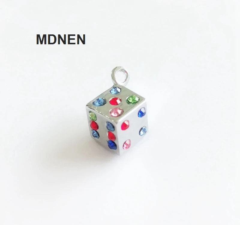 5pcs DIY accessory zinc alloy Colorful Rhinestone Dice Hang Pendant, Hang Charm Fit Diy Phone Strips free shipping