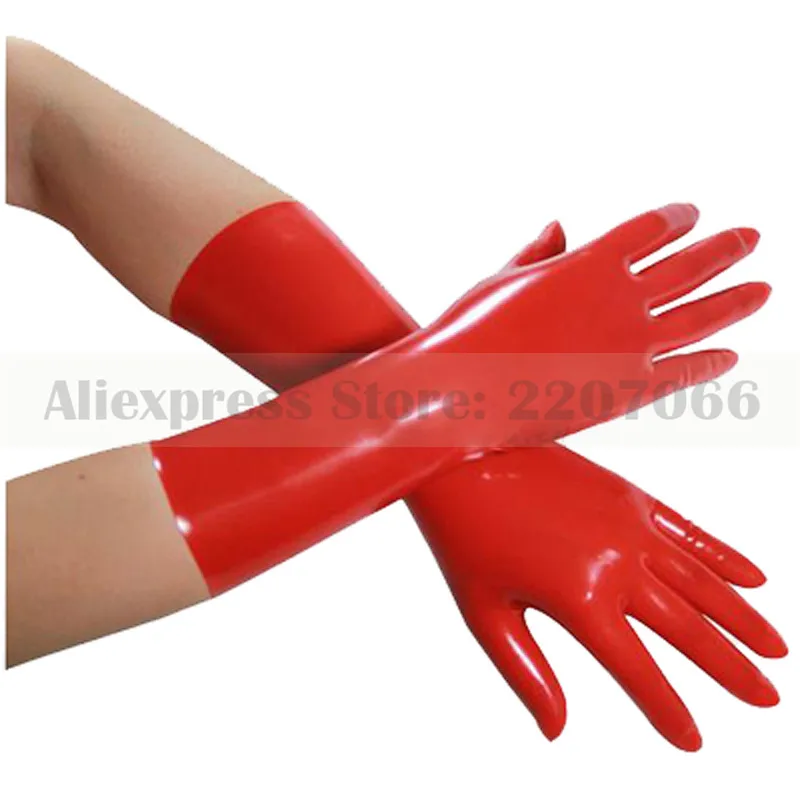 

Sexy unisex latex rubber red gloves hot sale mould made seamless RLA033