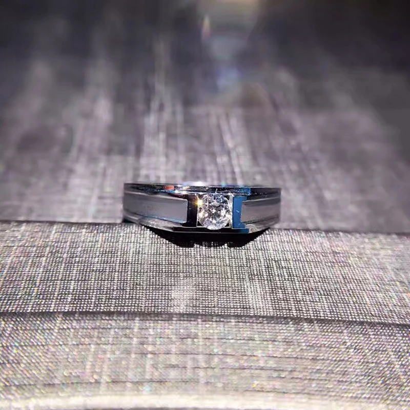 ANI 18k Белое Золото(AU750) мужское кольцо сертифицированное I-J/SI 0,275 CT Solitaire Princess Cut Обручальное кольцо с натуральным бриллиантом для мужчин