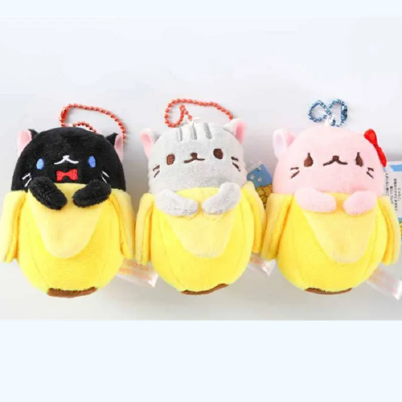 

9cm Banana Cat Plush Toys Mini Hidden In Bananas Miraculous Kitten Stuffed Dolls Cute Plush Animal Cat Small Pendant