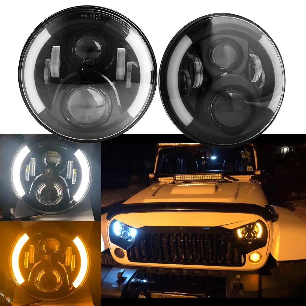 

For Lada 4x4 urban Niva 7" LED Headlight Conversion Kit DLR Light Assembly For JK Hummer Trucks Headlamp