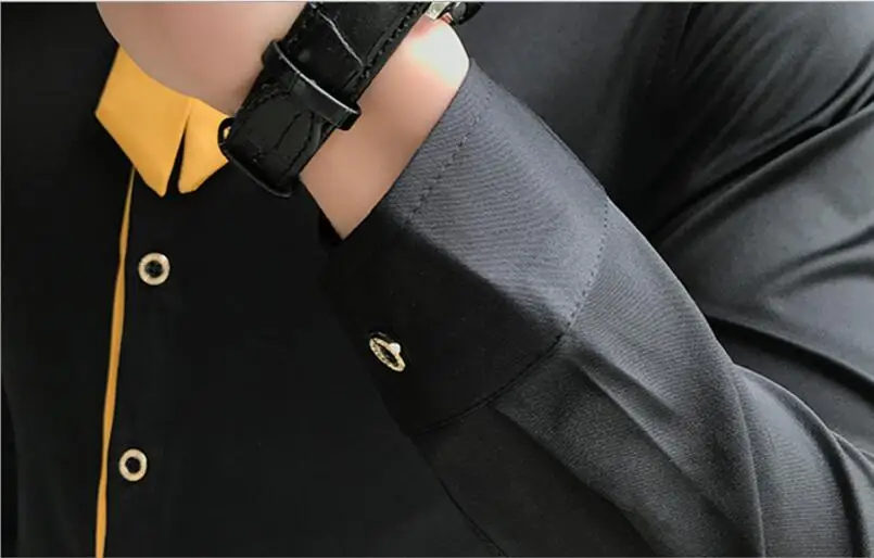 Мужские рубашки с отстегивающимся галстуком длинным рукавом Slim Fit мужской