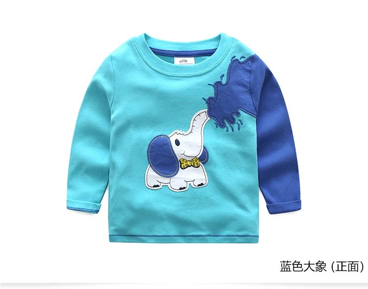 2018 Spring Autumn For 2-8 9 10 Years Children Cotton Striped Color Patchwork Cartoon Animal Baby Kids Boys Long Sleeve T-Shirts (30)