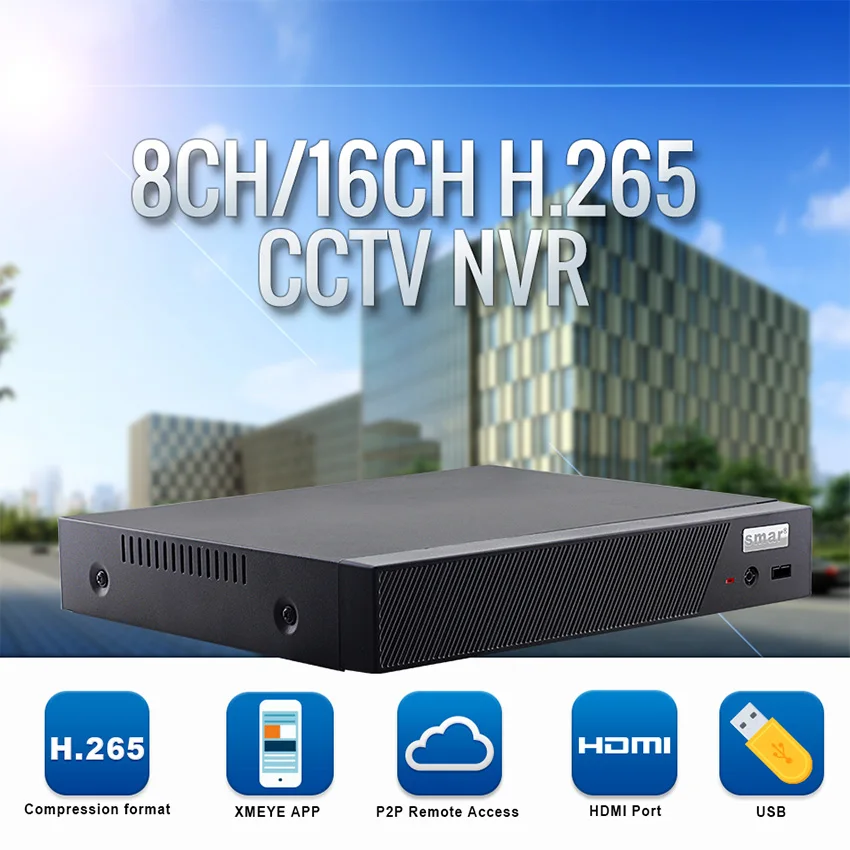 Видеорегистратор H.265 16CH 5MP/8CH 4MP/4CH 5MP CCTV NVR Hi3536D securet ONVIF Cloud P2P электронная почта